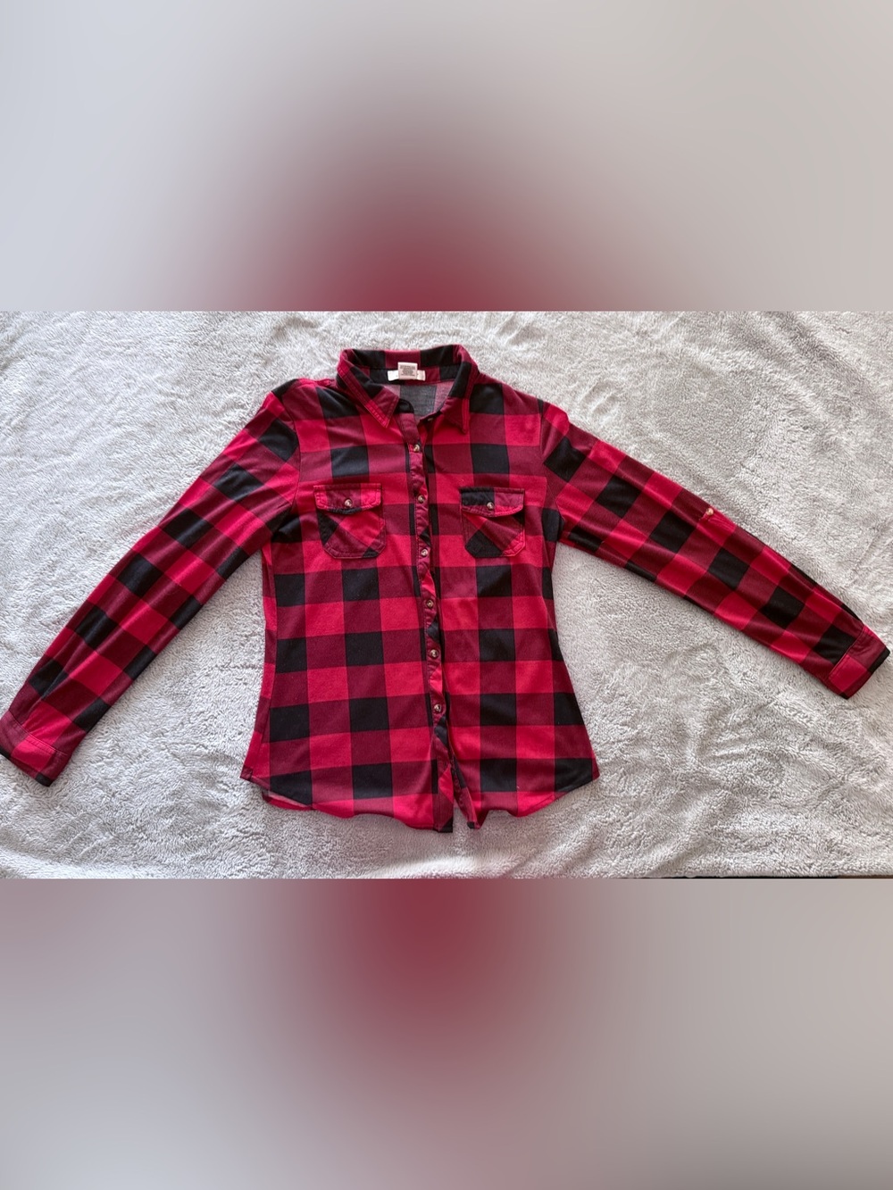 Passport Red and Black Plaid Girls Button-Down Shirt